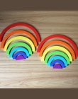 14 sztuk/zestaw Kolorowe Drewniane Klocki Zabawki Dla Dzieci Kreatywne Rainbow Montażu Bloki Zabawki Oyuncak Montessori Brinqued
