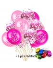 12 inche 1st Urodziny Ballon Niebieski Różowy Baby Party Decor 10 sztuk 1 Rok + 5 sztuk Konfetti + 1 sztuk 10 m Losowy kolor Wst