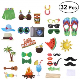 32 sztuk Zabawki kapelusz dla Luau Zdjęcie Kids Party Rekwizyty Hawajski Photobooth Rekwizyty na Lato Plaża Basen Luau Party Dzi