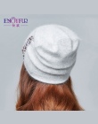 ENJOYFUR czapki zimowe dla kobiet dzianiny wełna ciepłe czapki dama mody Dżetów czapki skull cap