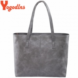 Yogodlns torba 2018 moda kobiety skórzane torebki torby na ramię krótkie szary/czarny duża pojemność luksusowe torebki dużego ci