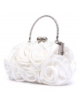 VSEN Hot Floral Panie Sprzęgłowa Torba Kobiet Torba Wieczór Party Prom Bridal Diamante Baguette Biały