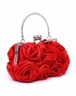 Floral Panie Clutch Bag Wzrosła torby Kobiety ręcznie Luksusowe Torebki Wieczorowe Sprzęgła dla Wedding Party czarny Bolsa Femin