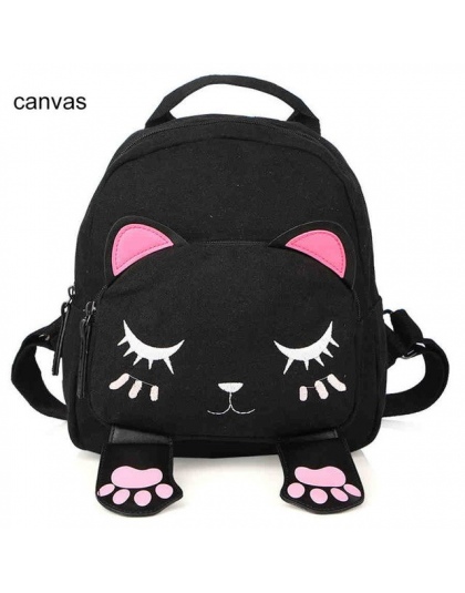 Cute Cat Plecak Szkolny Kobiet Pu Skórzane Plecaki dla Nastoletnich Dziewcząt Śmieszne Koty Uszy Płótno Torby Na Ramię Kobiet Mo
