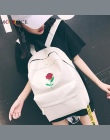 Plecak Kobiety Płótnie Rose Kwiat Haft Student Teenage Girls Szkoła Plecak Torba Podróżna Czarny Plecak Mochila Feminina