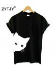 Kot patrząc out side Drukuj Kobiety tshirt Bawełna Casual Śmieszne t shirt Dla Pani Dziewczyna Top Tee Z-1056 Tumblr Hipster Dro