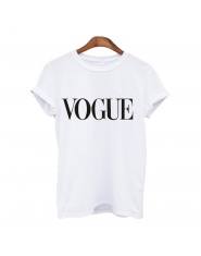 Modna bawełniana koszulka damska z krótkim rękawkiem klasyczny t-shirt z oryginalnym napisem Vogue kolor biały czarny