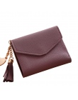 2018 moda tassel stałe kobiety portfel na karty kredytowe małe luksusowa marka skórzane krótkie damskie portfele i portmonetki z