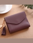 2018 moda tassel stałe kobiety portfel na karty kredytowe małe luksusowa marka skórzane krótkie damskie portfele i portmonetki z