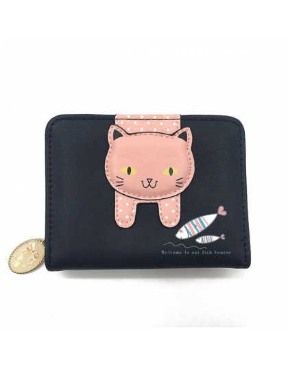 Kobiety cute cat portfel mały zamek dziewczyna portfel marka zaprojektowany pu leather kobiety monety kiesy kobiet posiadacz kar