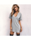 Kobiety Lato T-Shirt 2018 Dorywczo Luźne Koszulek Z Krótkim Rękawem Sexy Dekolt Bawełna Koszulkę Femme Panie Długi Topy Plus Siz