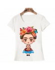 Charyzmatycznych Frida Kahlo Cute cartoon art T Koszula Lato Śliczne Kobiety T Shirt 2018 nowy projekt Topy dziewczyna koszulka 
