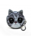 11 Styl Mini 3D Kot Pluszowy Zwierząt Wydruki Zipper Portfele Monety Kiesy Gato Harajuku Torba Kobiety Monedero Billeteras Ślicz
