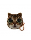 11 Styl Mini 3D Kot Pluszowy Zwierząt Wydruki Zipper Portfele Monety Kiesy Gato Harajuku Torba Kobiety Monedero Billeteras Ślicz