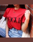 Moda Lato Dziewczyna Z Krótkim Rękawem Topy Ubrania dla Kobiet VOGUE List Wydrukowano Harajuku T Shirt Czerwony Czarny kobiet T-