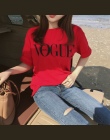Moda Lato Dziewczyna Z Krótkim Rękawem Topy Ubrania dla Kobiet VOGUE List Wydrukowano Harajuku T Shirt Czerwony Czarny kobiet T-
