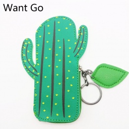 Chcesz Go Cactus Mini Cartoon Dzieci Monety Kiesy Brelok Małe Etui Zipper Klucz Torba Pani Skórzane Portfele Kobiet Torebka Dla 