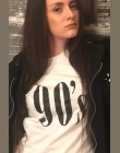 90's Letters Kobiety T shirt Bawełna Casual Śmieszne koszulki Dla Lady Top Tee Tumblr Hipster Czarny Biały Szary Drop Ship CB-6