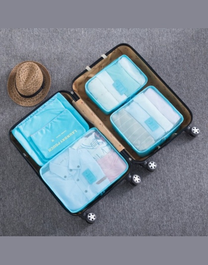 HMUNII Nylon System Pakowania Cube Travel Bag Trwałe 6 Sztuk jeden Zestaw Duża Pojemność Unisex Odzież Organizują Torby Sortowan
