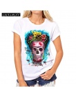 Kobiety Frida Kahlo Druku T shirt Śmieszne Spersonalizowane Krótki Rękaw Szyi Round Top Tees