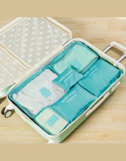 Koreański styl 6 sztuk/zestaw Podróży Pakowania organizatorzy wodoodporny Nylon Bagażu Walizki Etui Ubrania pakiet wykończenia a