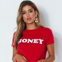 MIÓD Czerwony Litery Druku Bawełna Dorywczo Funny T Shirt dla Pani Top Tee Hipster Tumblr Tee Shirt Kobiety Moda Lato graficzne 