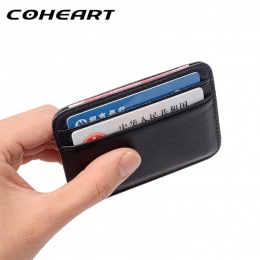 COHEART Super Slim Miękkie Portfel 100% Owczej skóry naturalnej mini posiadacze kart karty kredytowej portfel portmonetka Mężczy