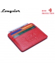 MRF12 RFID Blokowanie Slim Skórzany Portfel Skóra Bydlęca Przednia Kieszeń Posiadacz karty Etui na karty Kredytowej Z Okna ID Id