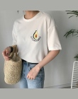 2018 Nowy Lato Śliczne Awokado Haft Krótki Rękaw T-shirt Kobiet Małe Świeże Dorywczo Trójniki Topy Kobiet Luźne T Shirt