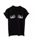 Harajuku Czarny T Shirt Kobiet Topy Punk Kot Kreskówka Twarz List drukuj Koszulkę Femme Koszulka Casual Shirt Tee O-neck Rock To