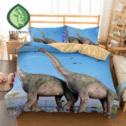 HELENGILI 3D Pościel Zestaw Dinozaur Drukuj Kołdra pokrywa zestaw realistyczne pościel z poszewki łóżko zestaw Tekstylia domowe 