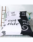 New Black & White Style Pościel Zestaw Kreatywny Pies/Kot Side z Mojej Stronie Kołdrę Poszewka Para Łóżko Zestaw Domu tekstylne