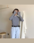 2018 Koreański Styl Z Długim Rękawem T-shirty Damskie New Hot Sprzedaż Student T-shirt Moda Damska Harajuku Striped Kobieta Szcz