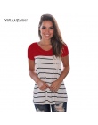 YIRANSHINI Kobiety Krótki Rękaw Top Moda O-Neck Paski T-shirty Damskie LC250067-3