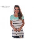 YIRANSHINI Kobiety Krótki Rękaw Top Moda O-Neck Paski T-shirty Damskie LC250067-3
