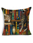 Vintage Cute Animal Cat Wzór Poduszki Pościel Bawełniana Poszewka na Poduszkę Rzuć Pillow Pokrywy Domu Dekoracyjne 45*45