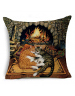 Vintage Cute Animal Cat Wzór Poduszki Pościel Bawełniana Poszewka na Poduszkę Rzuć Pillow Pokrywy Domu Dekoracyjne 45*45