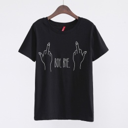 2018 Nowych Moda Damska Koszulka CHŁOPIEC BYE List Drukowania T Shirt Kobiet Topy Casual Marka Koszulkę Femme Kobieta Odzież 624