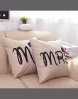 2 sztuk/zestaw Nowoczesny minimalistyczny zwyczaj ślubny pościel poduszka pokrywa z list miłośników MRSMR rzut poszewka proste i