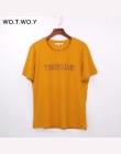 WOTWOY Casual Bawełniane T-Shirt Kobiety Krótki Rękaw Lato Topy Kobiety Tłoczenie List Print Tee Koszula Kobiet Luźne T Shirty D