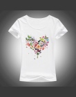 2017 lato Serce kształt kolorowe motyle t koszula kobiety piękna wiosna lato koszula koszula marki mody fajne topy F05