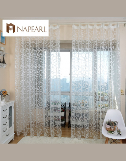 Amerykański styl NAPEARL żakardowe floral design okna zasłony sheer dla sypialni tiul tkanina salon nowoczesny gotowe krótkie