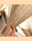 200x100 cm Shiny Pomponem Flash Srebrny Linia String Zasłony Okna Drzwi Dzielnik Sheer Curtain Valance Home Decoration