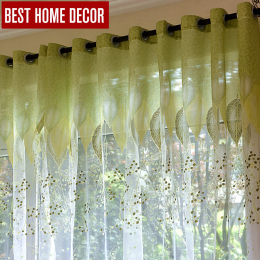 BHD sheer tulle okienne zasłony do salonu, sypialni, kuchni nowoczesne tiulu tkaniny rolety zasłony zasłony zielone liście