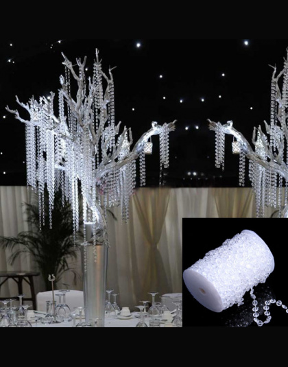 30 m Dekoracje Ślubne Ośmioboczna Akrylowe Kryształowe Koraliki Drzwi Kurtyny Opalizujący Garland Strand Shimmer Zasłony DIY Par