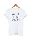 W COOLMIND 2017 100% Bawełna Meow Druku Kobiet T koszula Kot Koszulka Casual Śmieszne Shirt Dla Pani Top Tee Hipster