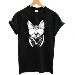COOLMIND CA0211B Lato 100% bawełna Zwierząt 3D DJ Kot Koszula Druku O-Neck Krótki Rękaw T Koszula Kobiety Najlepszym Przyjaciele
