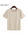 WOTWOY 2018 Lato Cotton T Shirt Kobiety Loose Style Solidna Tee Koszula Kobiet Krótkim Rękawem Top Tees O-Neck T-shirt Kobiet 12