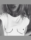 2018 Bawełna Damskie T shirt Biały Trójniki Ulicy Boob Piersi Cycki Tee Drukowane Koszulka Emoji Harajuku Kobiet Tshirt M-3XL
