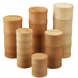 Bambus Przechowywania Butelek Kuchnia Pojemnik Herbata Pole Przypadku Organizator Spice Jar Puszki Okrągłe Czapki Seal Pojemnik 